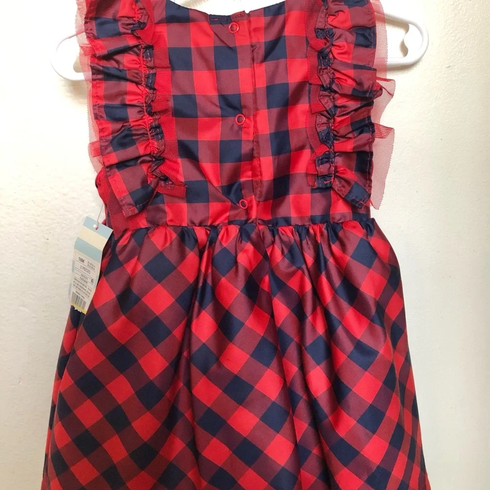 Cat & Jack Baby Plaid dress 2 piece - Picture 3 of 7